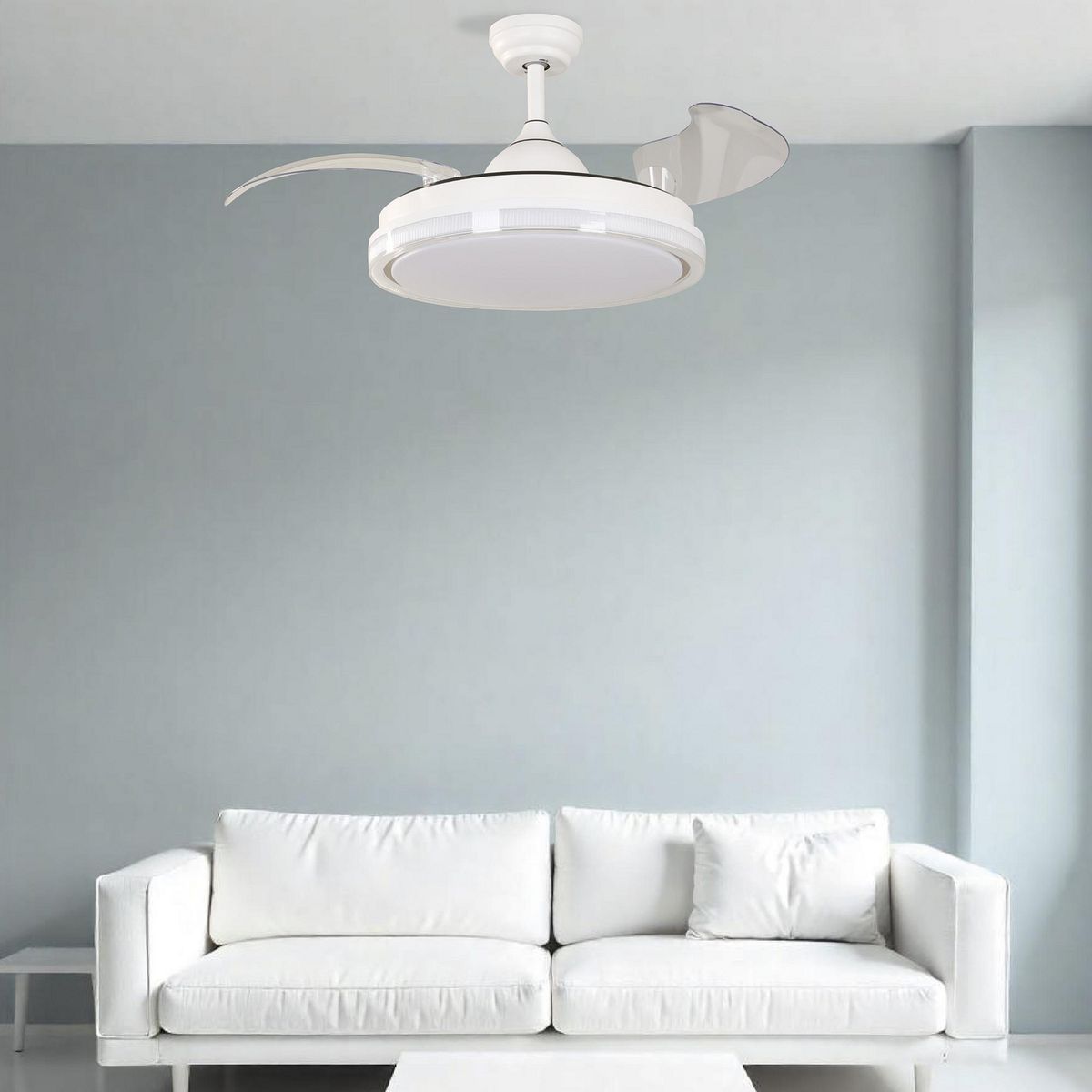 JUST HOME COLLECTION - Ventilador de Techo Moderno con Aspas Retráctiles y Luz Led Integrada