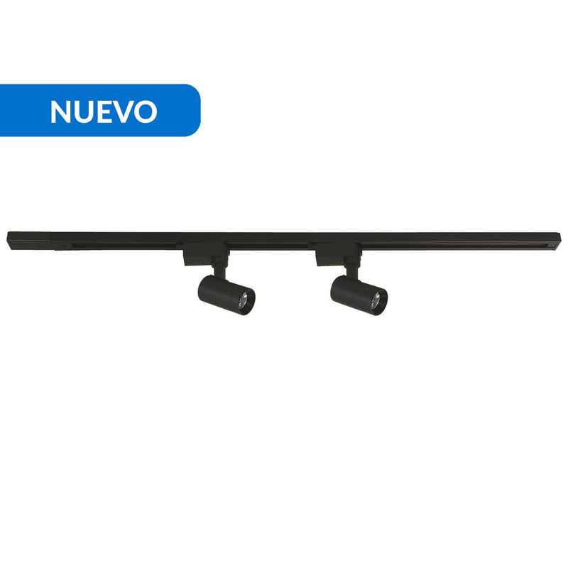 JUST HOME COLLECTION - Pack 2 Focos Led + Riel 98 cm Aluminio Negro
