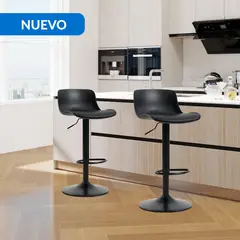 JUST HOME COLLECTION - Set de 2 sillas Bar Negro 100x43x47 cm