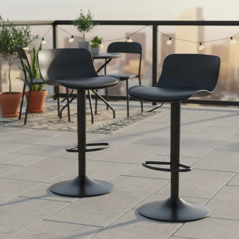 JUST HOME COLLECTION - Set de 2 sillas Bar Negro 100x43x47 cm