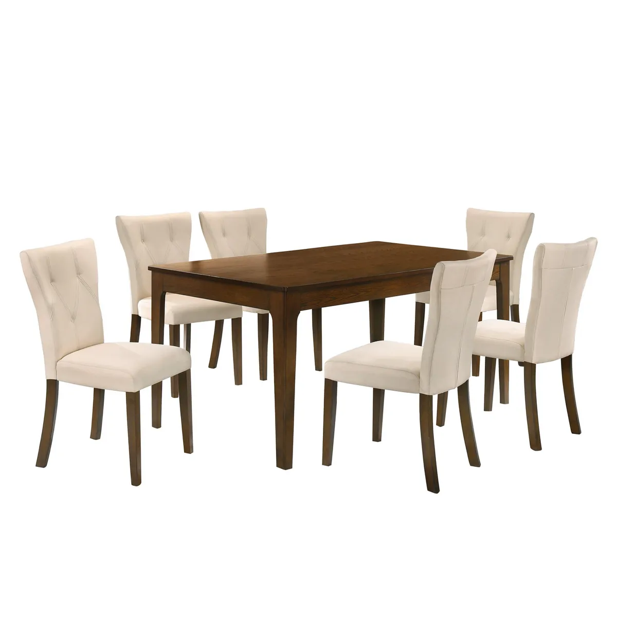 JUST HOME COLLECTION - Juego de Comedor Raceland 6 Sillas Mesa Rectangular 160x90x75,8 cm Nogal