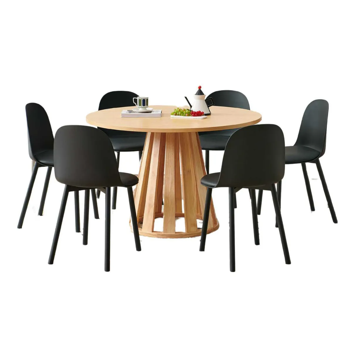 JUST HOME COLLECTION - Set comedor Rasputi 6 Sillas Mesa Redonda 120x120x77 cm Negro