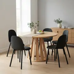 JUST HOME COLLECTION - Set comedor Rasputi 6 Sillas Mesa Redonda 120x120x77 cm Negro