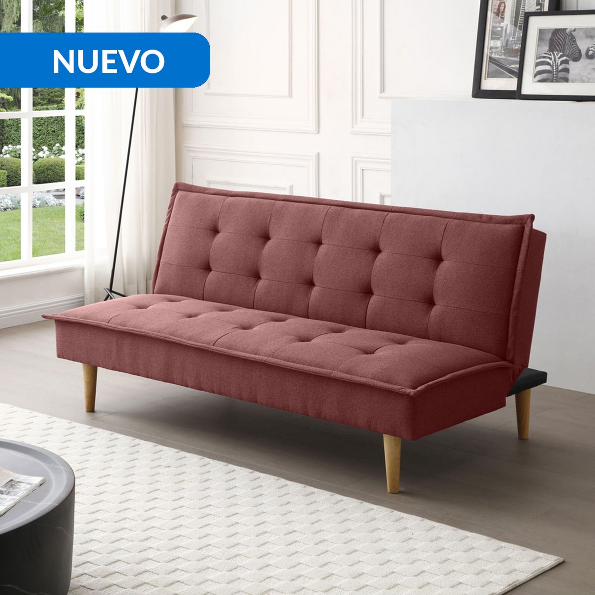 JUST HOME COLLECTION - Futón Magnus Frambuesa 181x91x85 cm