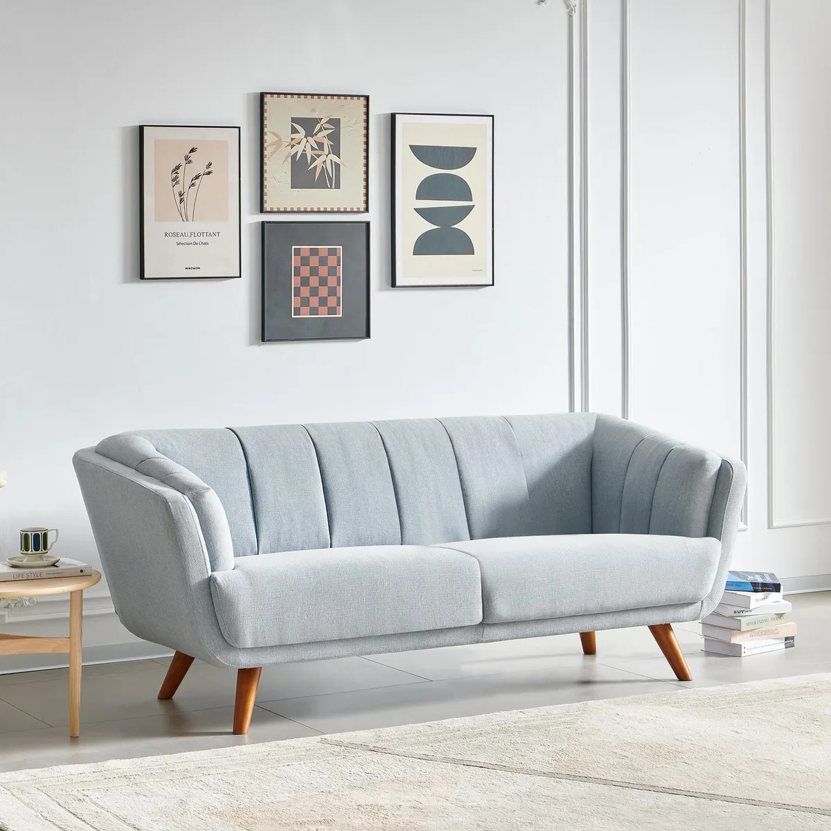 JUST HOME COLLECTION - Sofá 3 cuerpos Candice 200x78x86 cm Gris