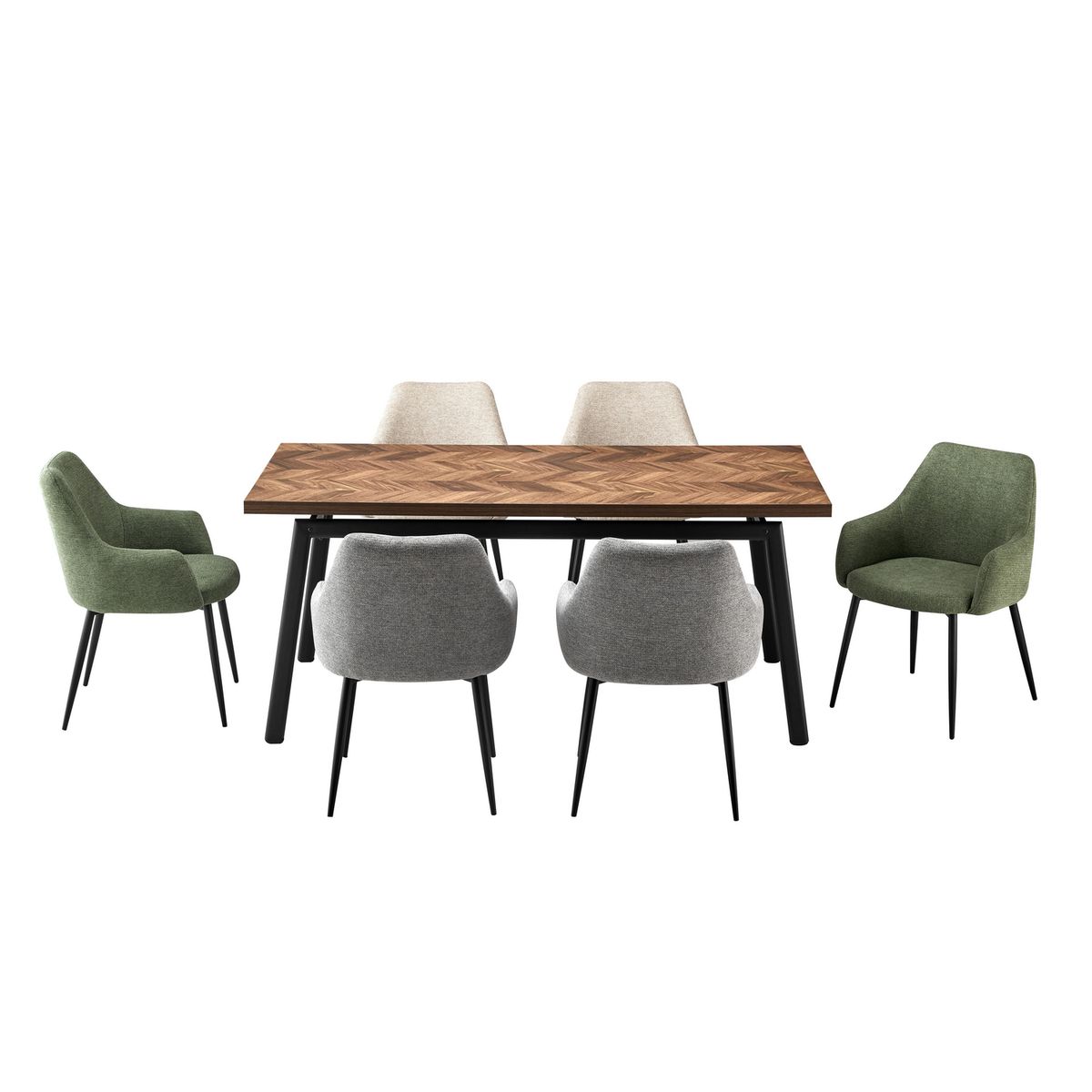 JUST HOME COLLECTION - Juego de Comedor Campania 6 Sillas Mesa Rectangular 180x90x76cm Café