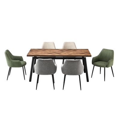 Imagen 2 del producto Juego de Comedor Campania 6 Sillas Mesa Rectangular 180x90x76cm Café