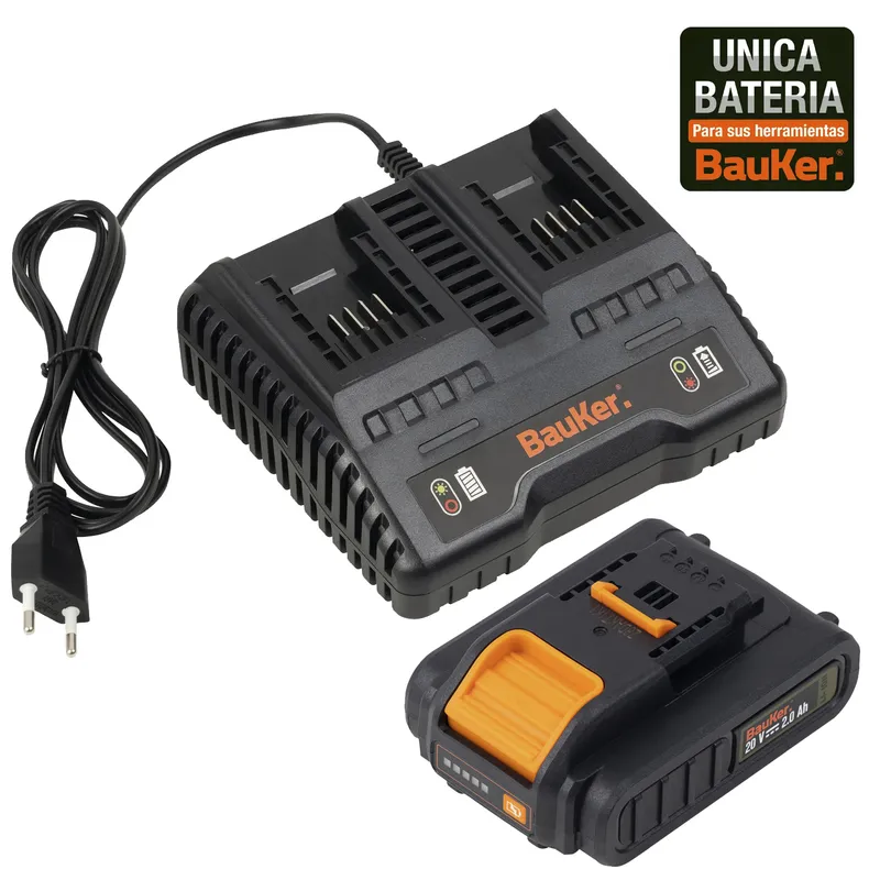 BAUKER - Kit Batería 2 AH + Cargador 20 V  Generación Brushless