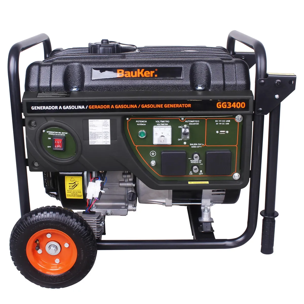 BAUKER - Generador a Gasolina Partida Manual 3000 W 15 l