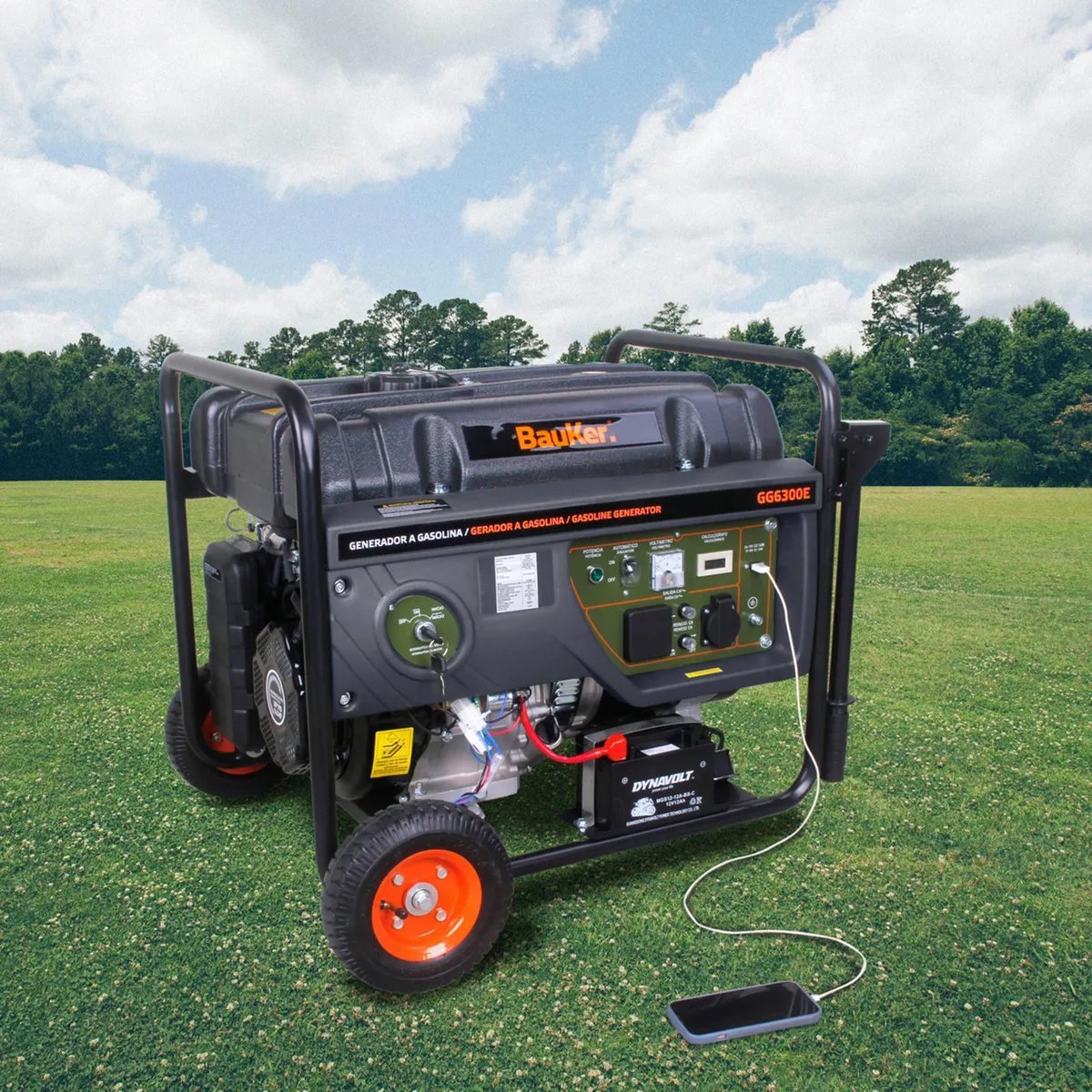 BAUKER - Generador a Gasolina Partida Eléctrica 6000 W 25 l