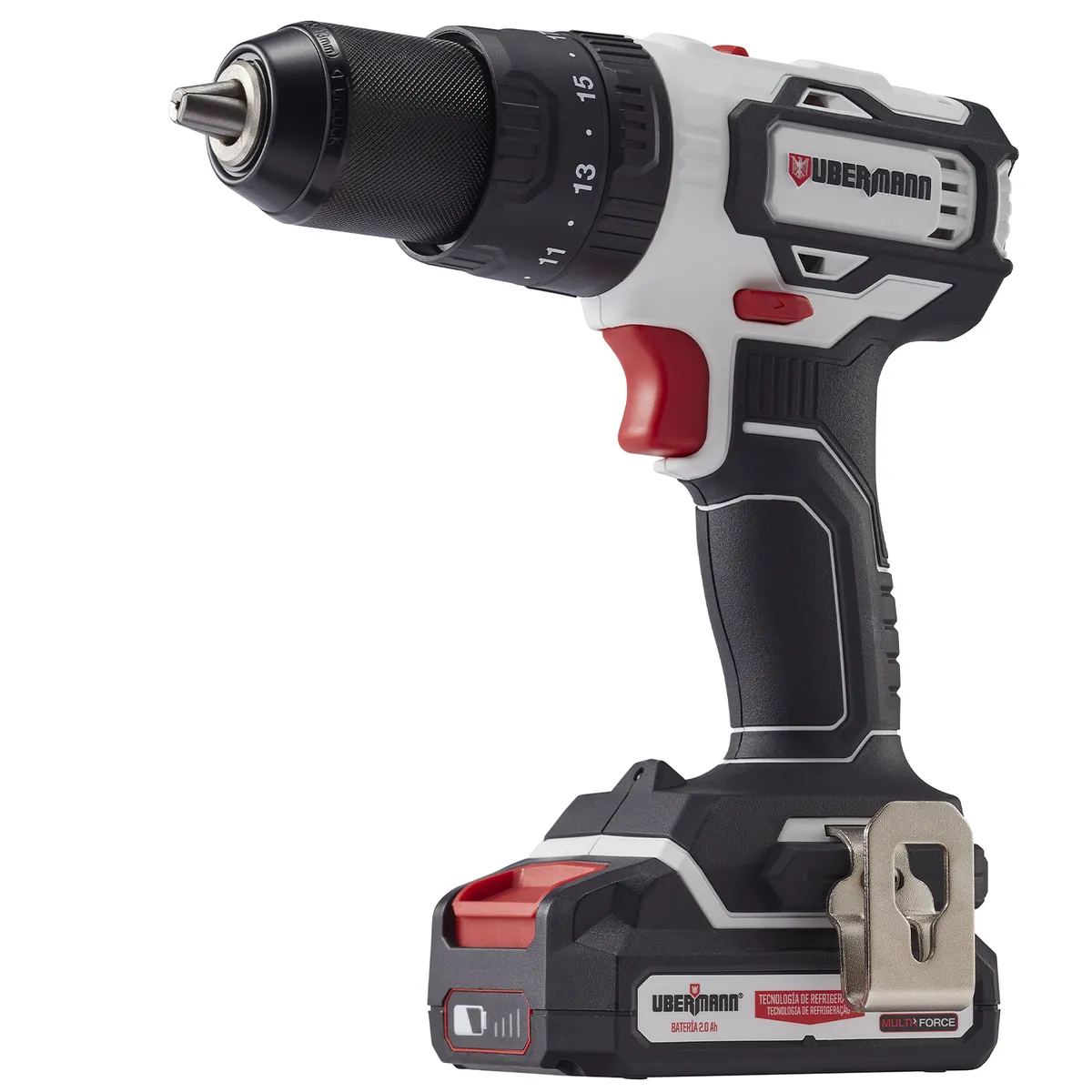 UBERMANN - Taladro Percutor Inalámbrico 13 mm 20 V Brushless+1 Batería 2AH+Cargador+25 Acc