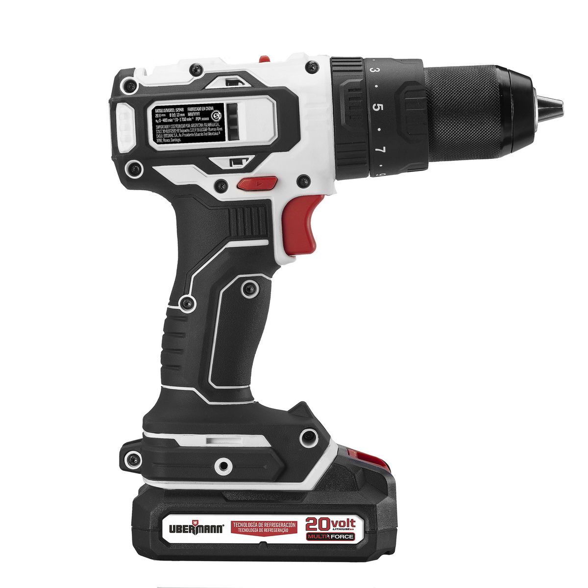 UBERMANN - Kit Taladro Percutor 20V+Atorniillador de Impacto 20V+2 Baterías 2AH+Cargador+25 Acc