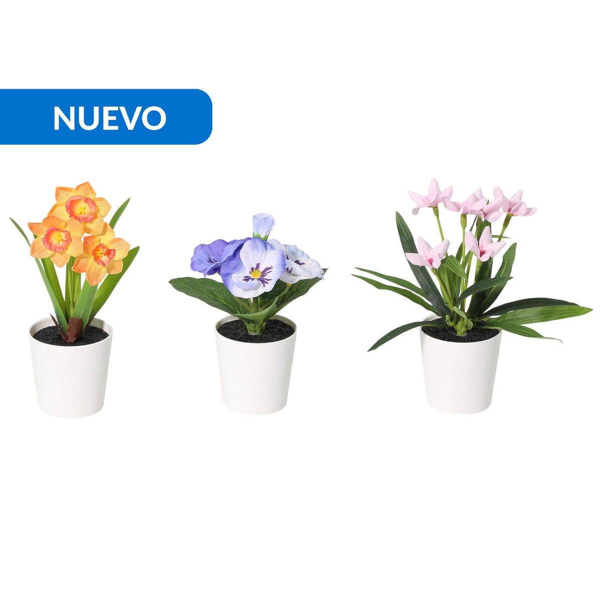 JUST HOME COLLECTION - Set 3 Plantas Artificiales Mix de Flores 16 cm Colores Surtidos