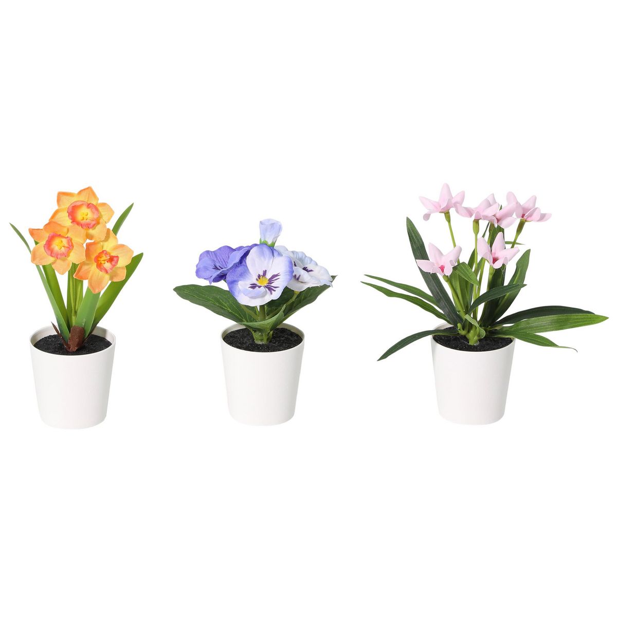 JUST HOME COLLECTION - Set 3 Plantas Artificiales Mix de Flores 16 cm Colores Surtidos