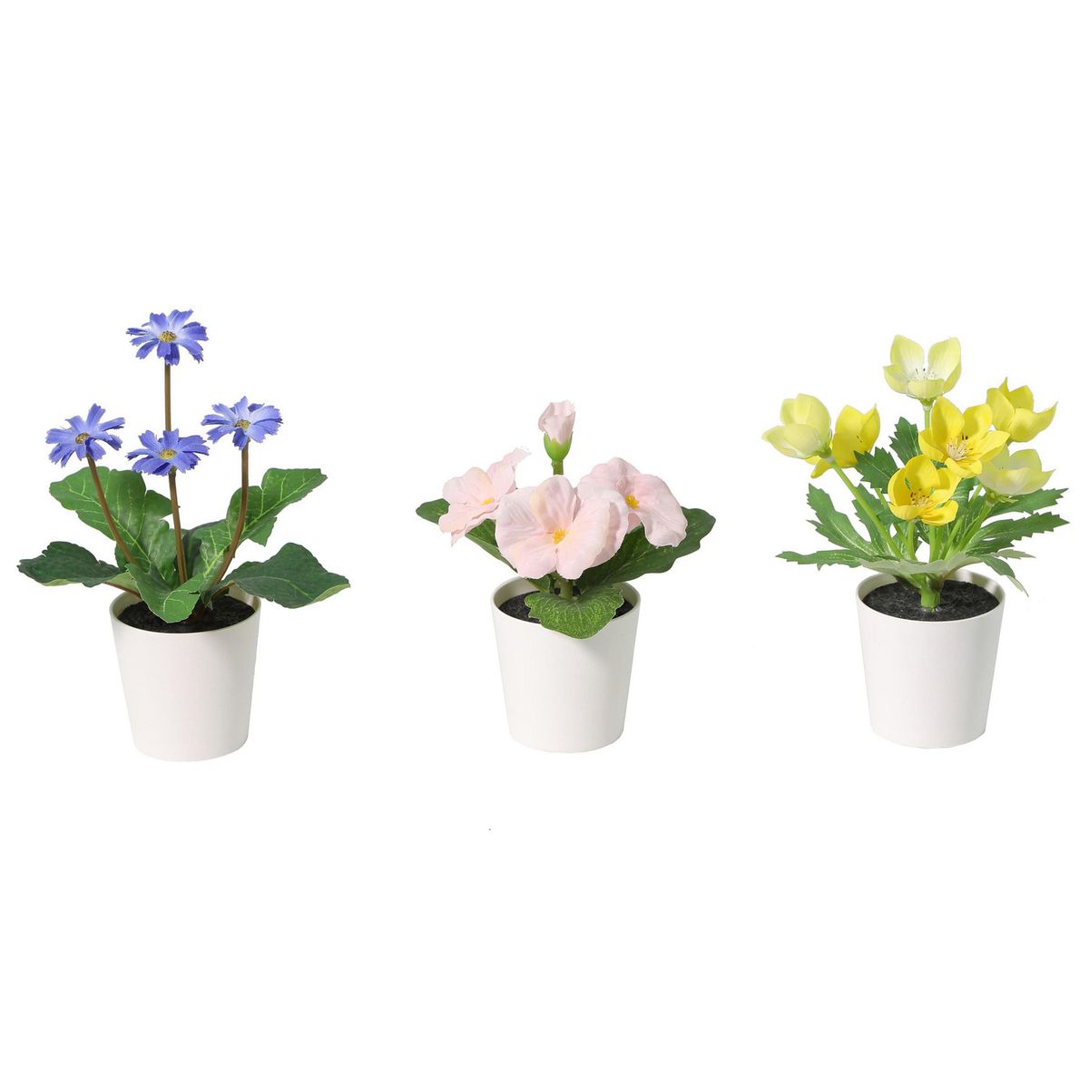 JUST HOME COLLECTION - Set 3 Plantas Artificiales Mix de Flores 17 cm Colores Surtidos
