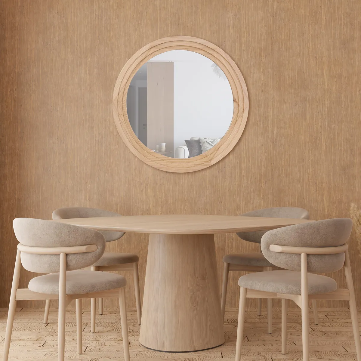 JUST HOME COLLECTION - Espejo Decorativo Forma Redonda 60x60 cm Multicolor Boho