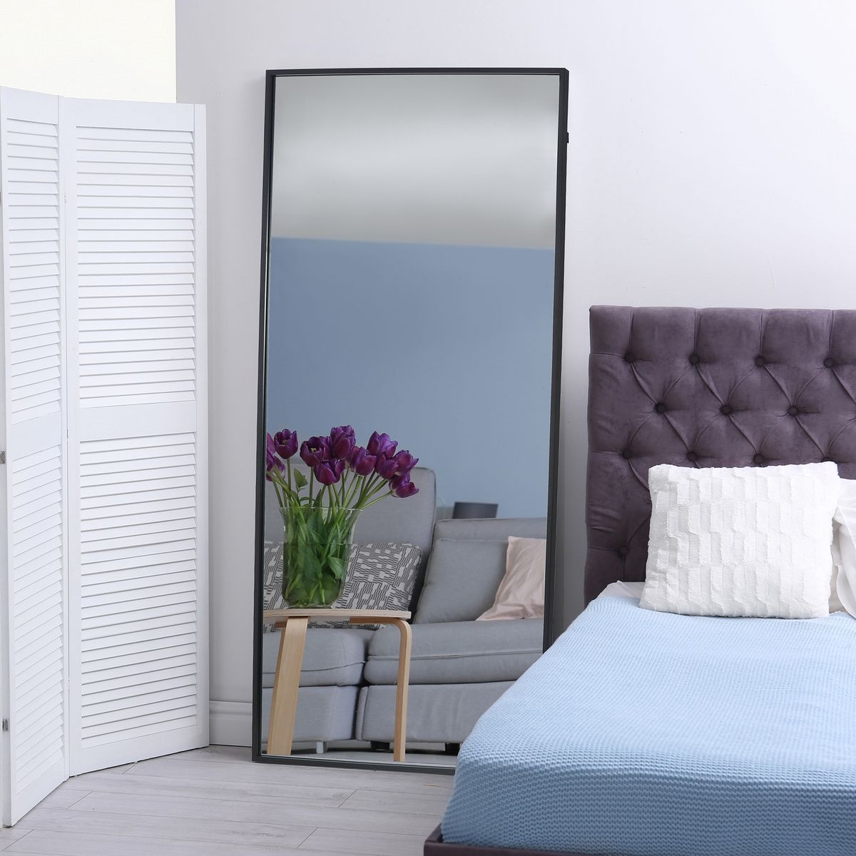 JUST HOME COLLECTION - Espejo Decorativo Forma Rectangular 180x80 cm Negro