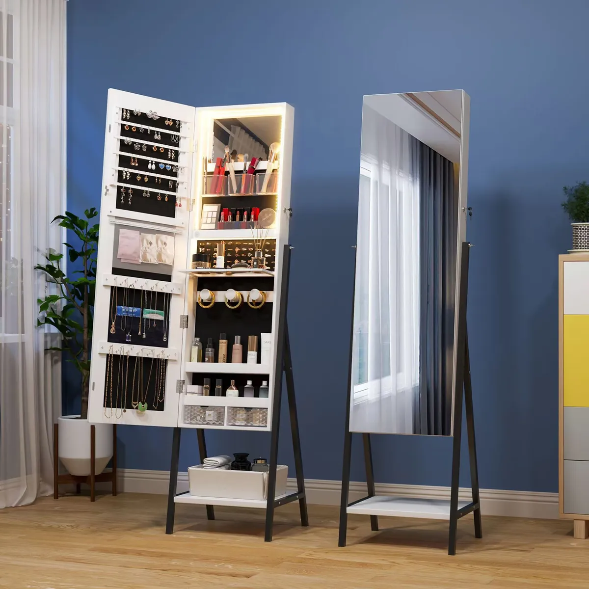 JUST HOME COLLECTION - Espejo Joyero Decorativo Forma Rectangular 160x40 cm con Luces Led