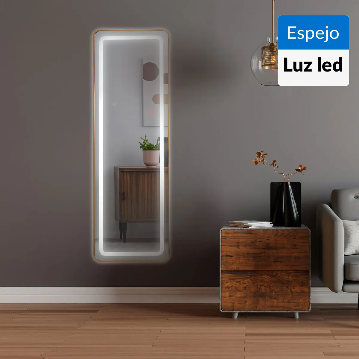 JUST HOME COLLECTION - Espejo Led Decorativo Forma Rectangular 150x50 cm