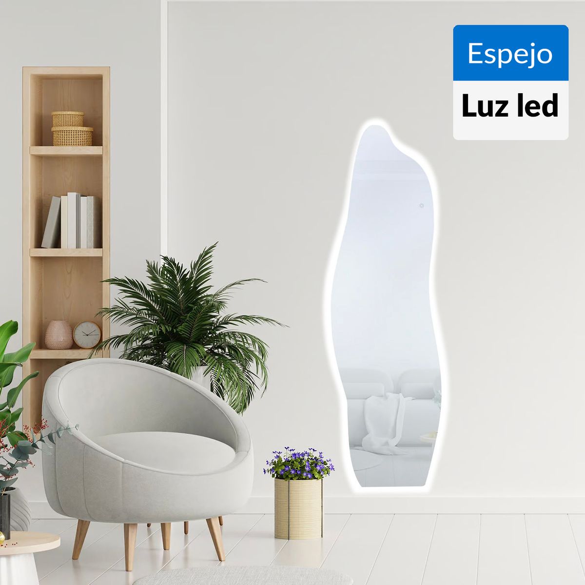 JUST HOME COLLECTION - Espejo Led Decorativo Forma Irregular 160x50 cm