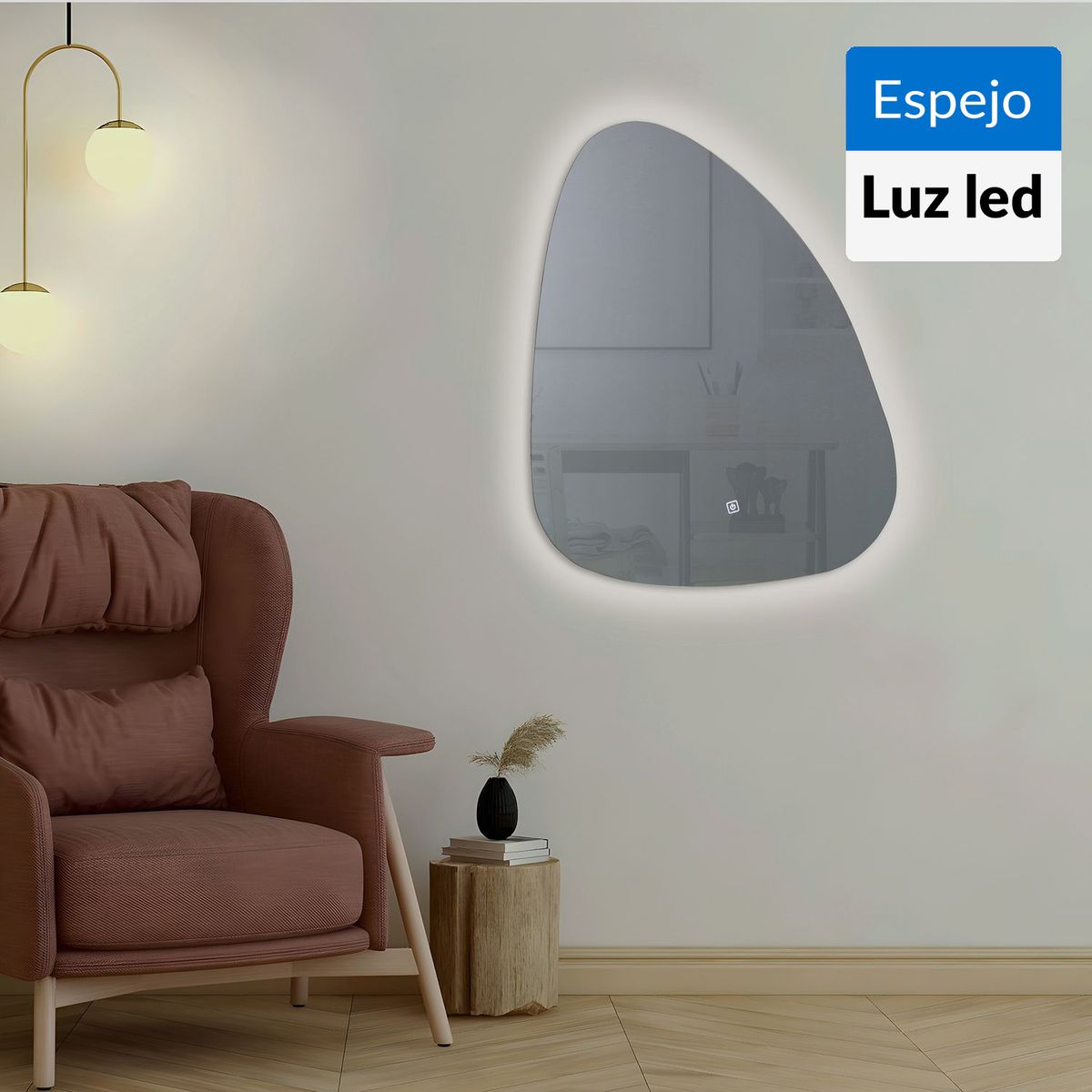 JUST HOME COLLECTION - Espejo Led Decorativo Forma Irregular Nube 80x60 cm