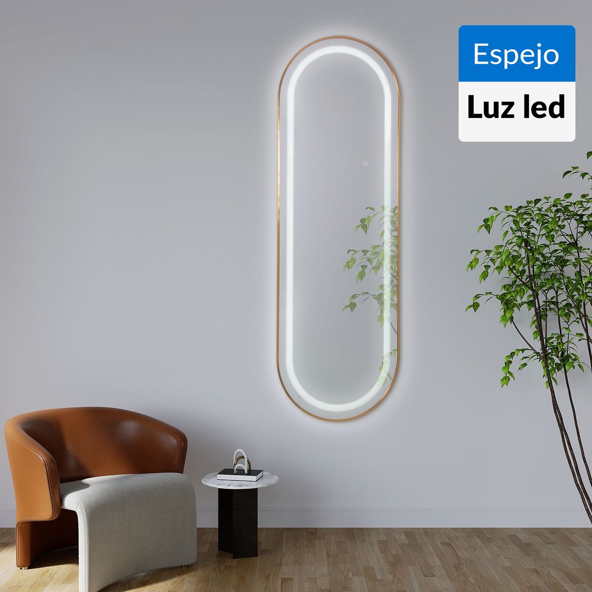 JUST HOME COLLECTION - Espejo Led Decorativo Forma Ovalada 150x50 cm