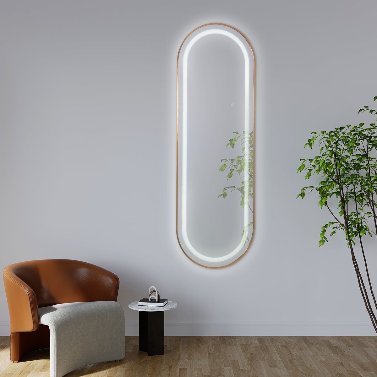 JUST HOME COLLECTION - Espejo Led Decorativo Forma Ovalada 150x50 cm