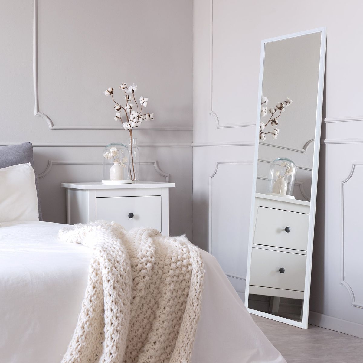 CASA BONITA - Espejo Decorativo Forma Rectangular 125x30 cm Blanco