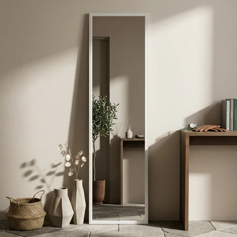 CASA BONITA Espejo Decorativo Forma Rectangular 125x30 cm Blanco
