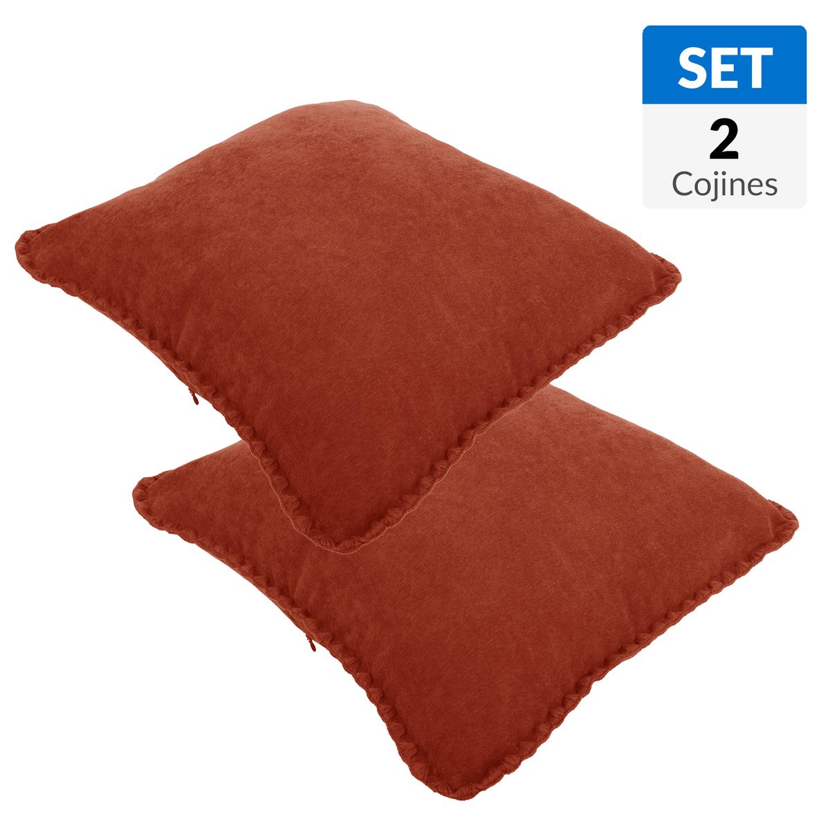 JUST HOME COLLECTION - Set de 2 Cojines 40x40 cm Terracota