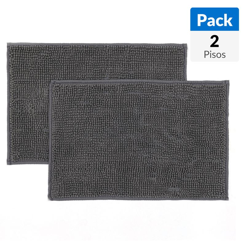 JUST HOME COLLECTION - Set de 2 Piso de Baño Menorca 40x60 cm Gris