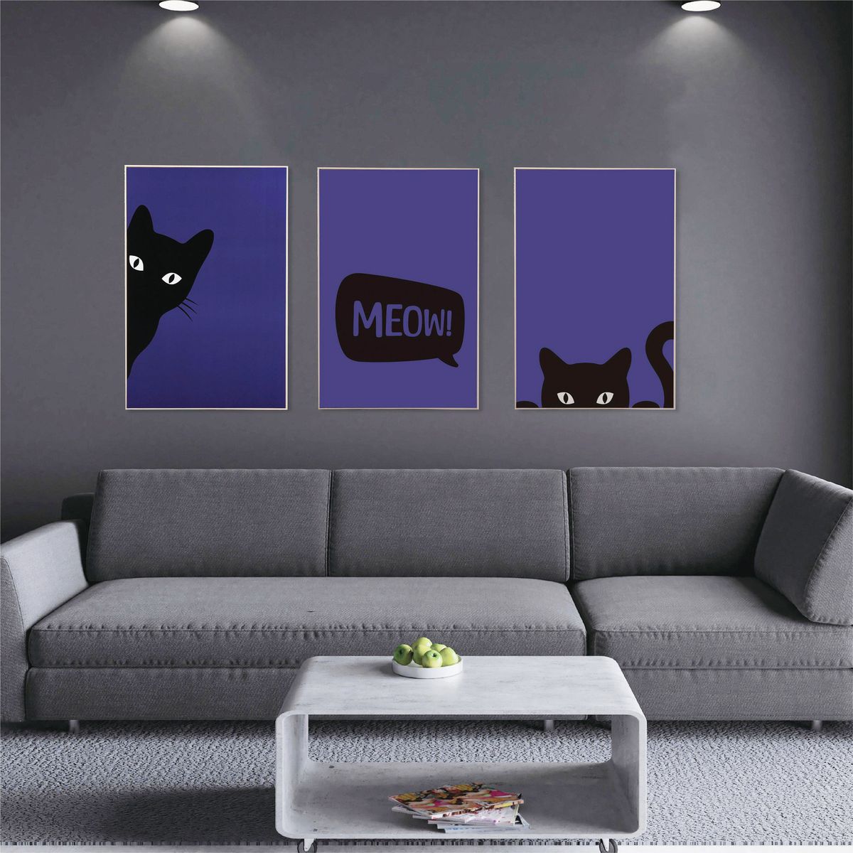 JUST HOME COLLECTION - Set de 3 cuadros Cats 40x60 cm
