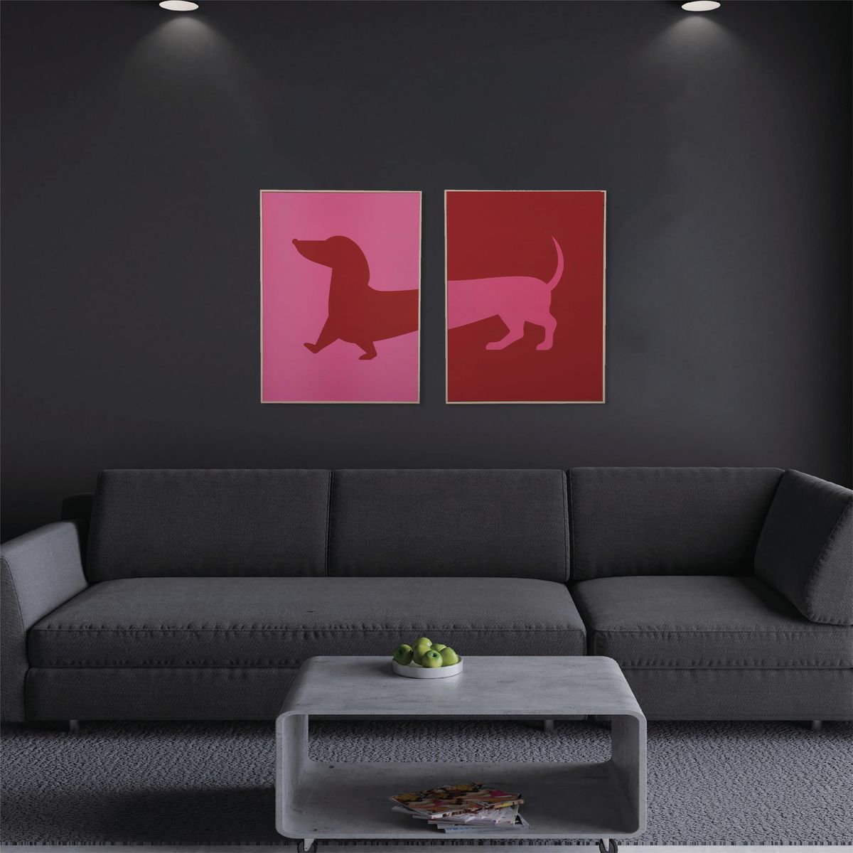 JUST HOME COLLECTION - Set de 2 Cuadros Dogs 30x40 cm