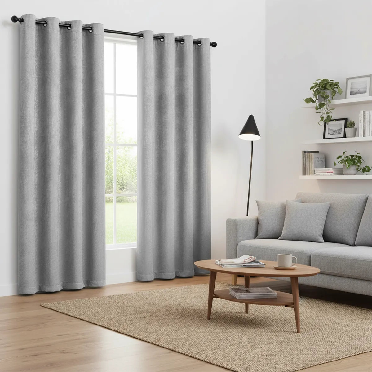 JUST HOME COLLECTION - Cortina 2 Paños 140x220 cm Gris