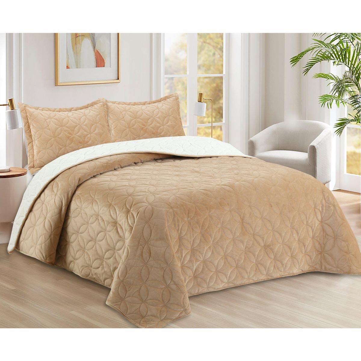 JUST HOME COLLECTION - Quilt Sherpa Beige