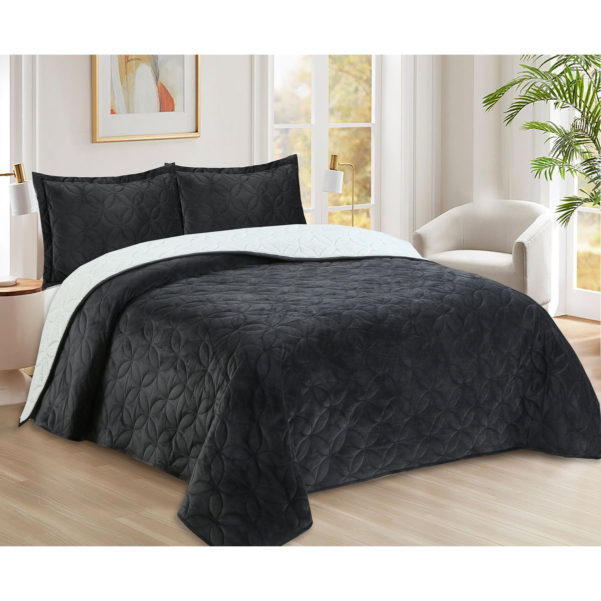 JUST HOME COLLECTION - Quilt Sherpa Grafito