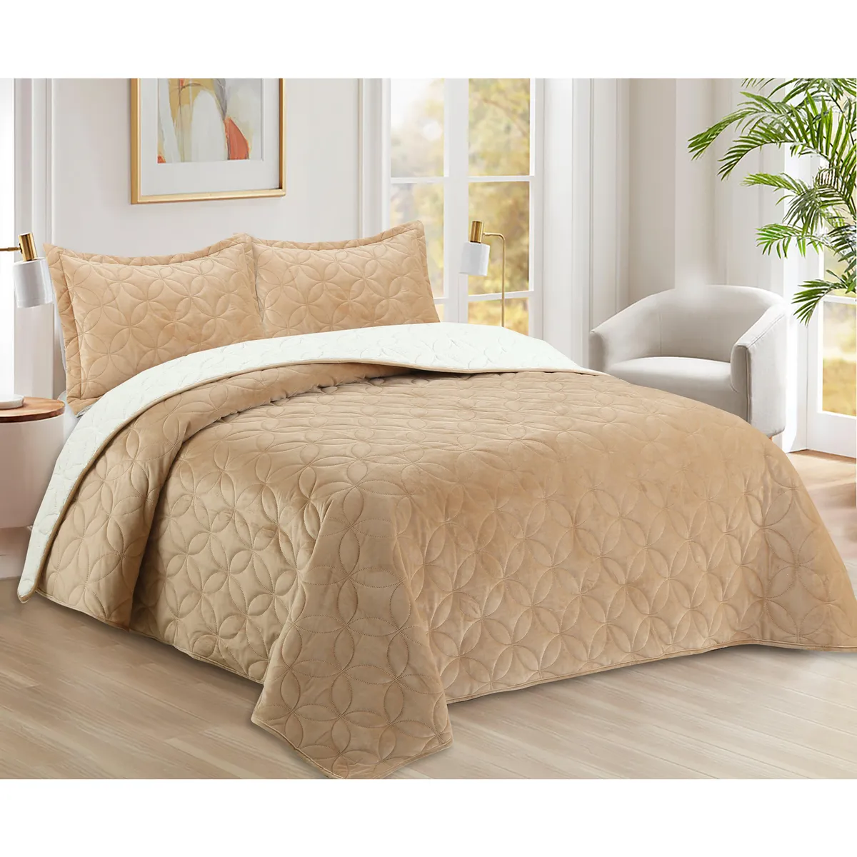 JUST HOME COLLECTION - Quilt Sherpa Beige