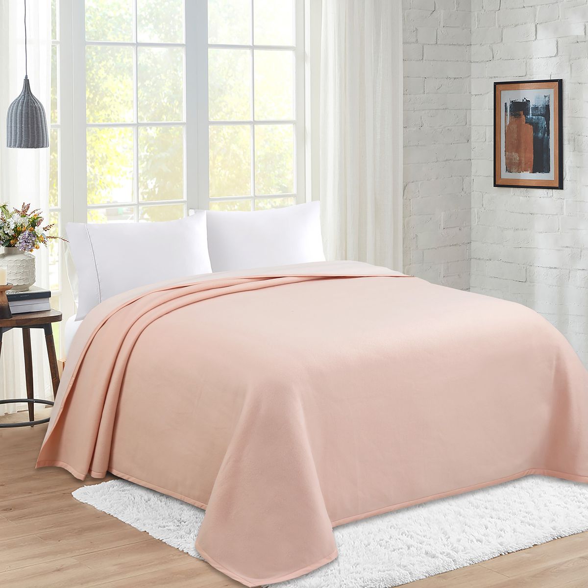 JUST HOME COLLECTION - Frazada Polar Bicolor Rosa Palo