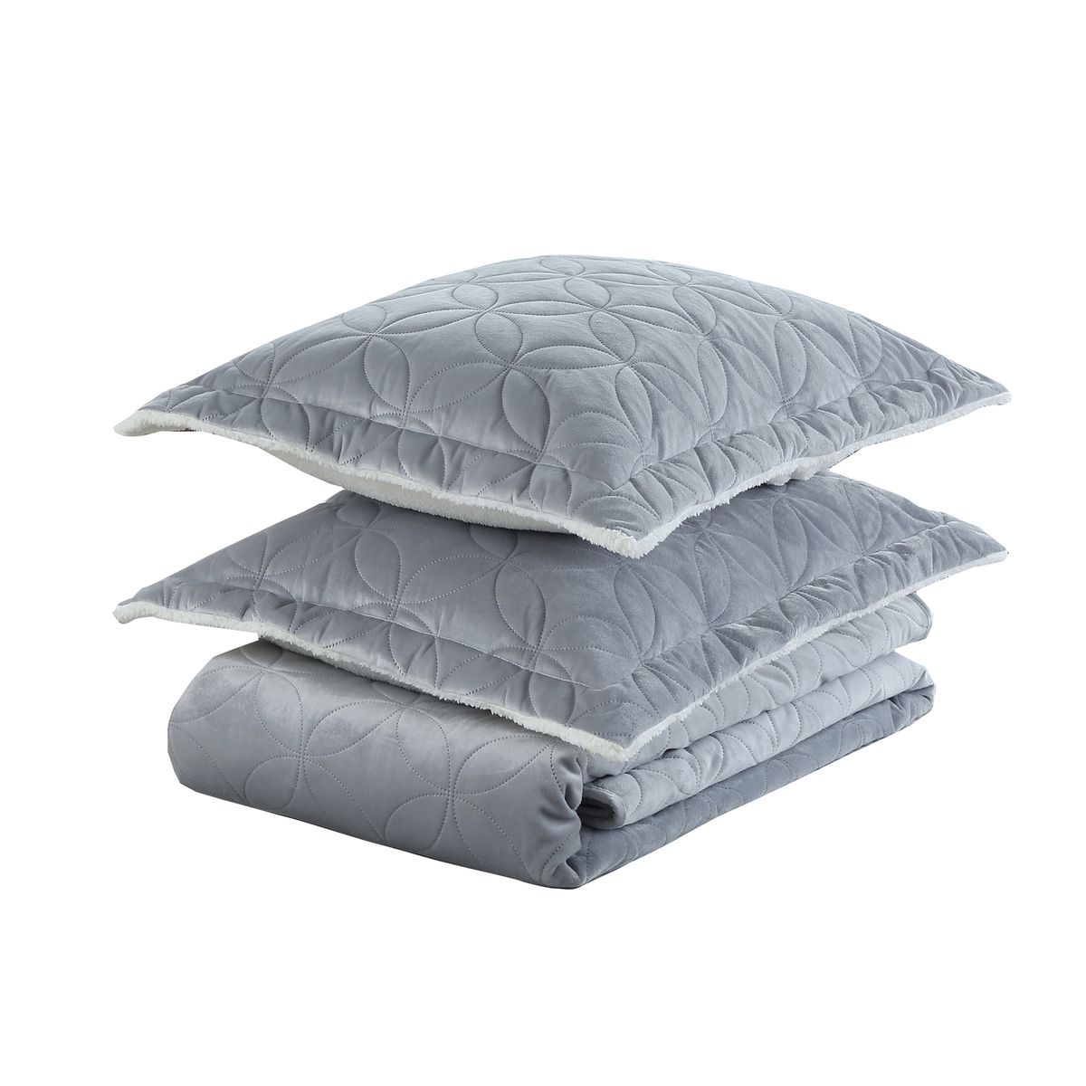 JUST HOME COLLECTION - Quilt Sherpa Gris