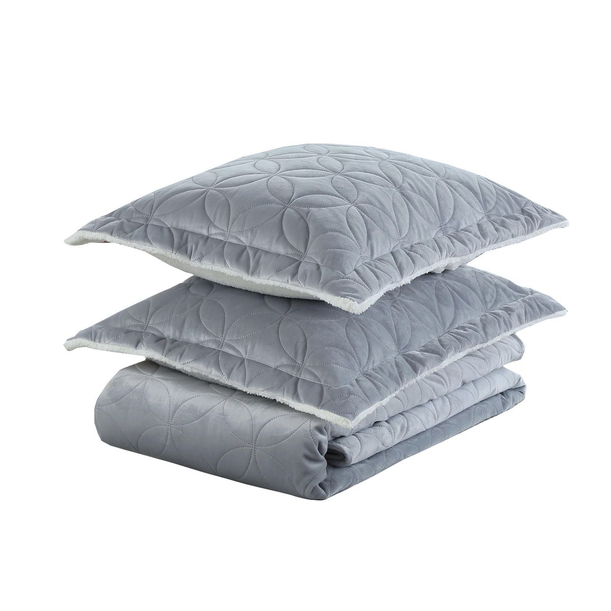 JUST HOME COLLECTION - Quilt Sherpa Gris