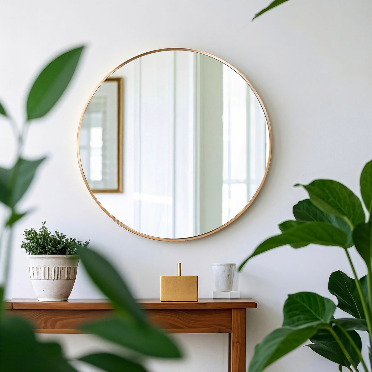 JUST HOME COLLECTION - Espejo Decorativo Forma Redonda 100x100 cm Dorado