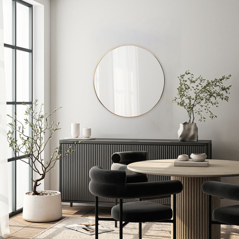 JUST HOME COLLECTION - Espejo Decorativo Forma Redonda 120x120 cm Dorado