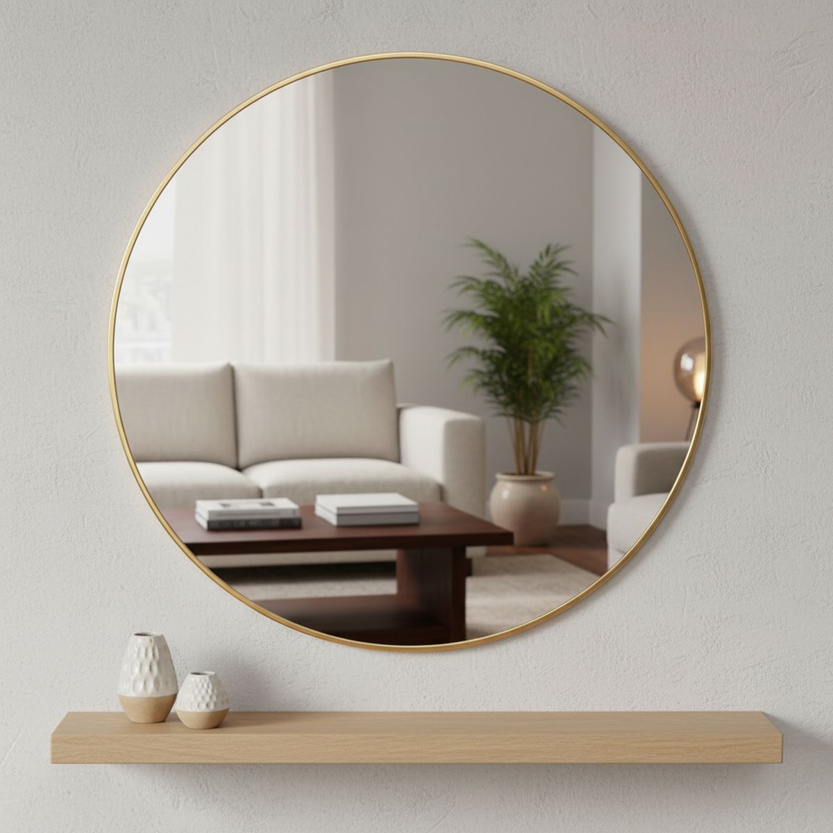 JUST HOME COLLECTION - Espejo Decorativo Forma Redonda 120x120 cm Dorado