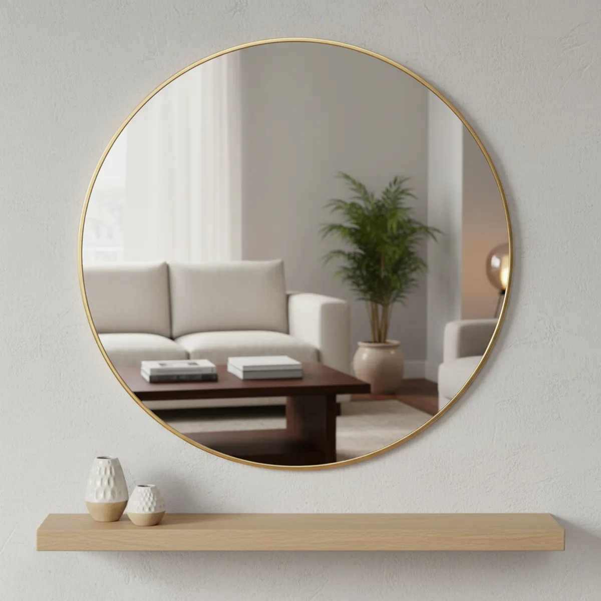 JUST HOME COLLECTION - Espejo Decorativo Forma Redonda 120x120 cm Dorado