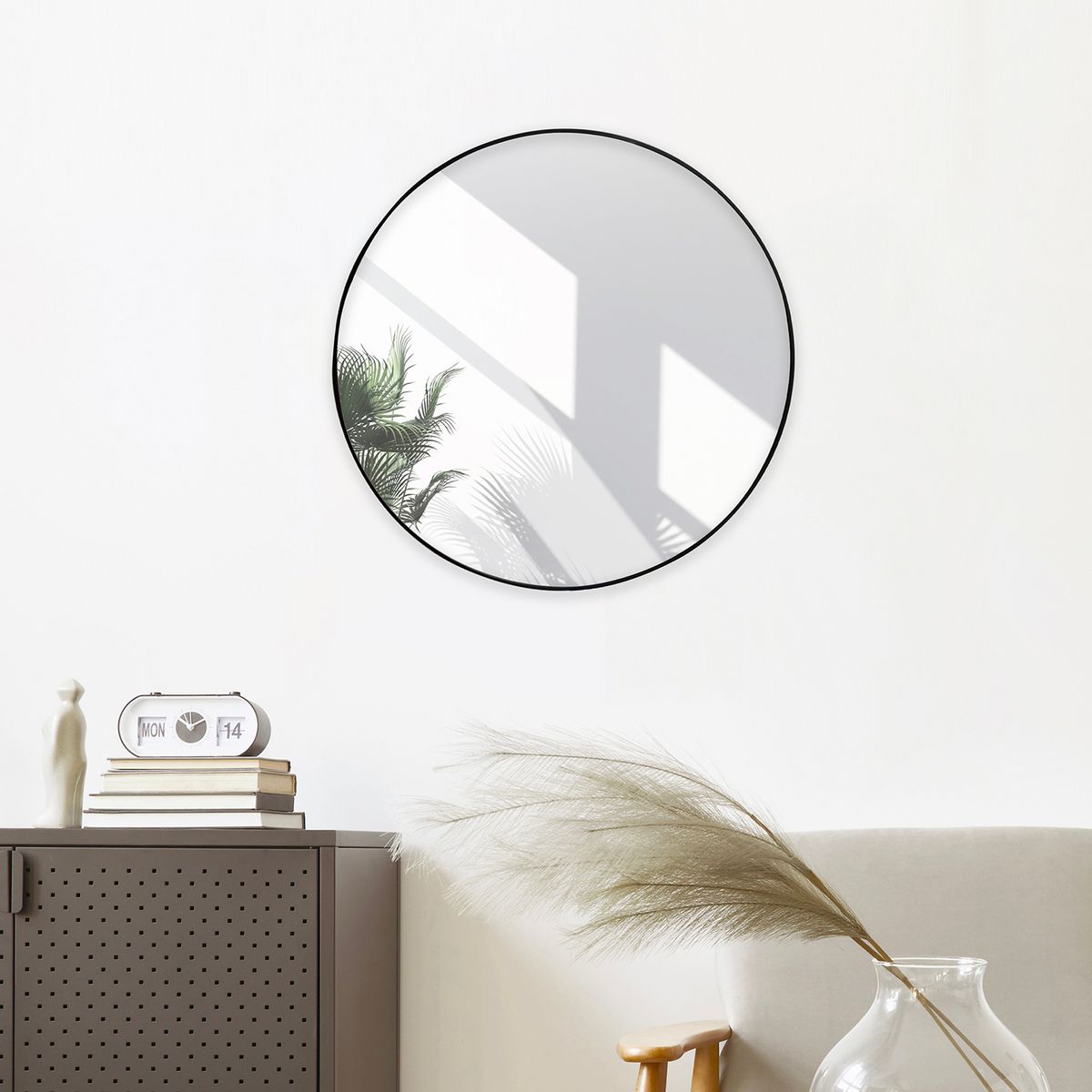 JUST HOME COLLECTION - Espejo Decorativo Forma Redonda 120x120 cm Negro