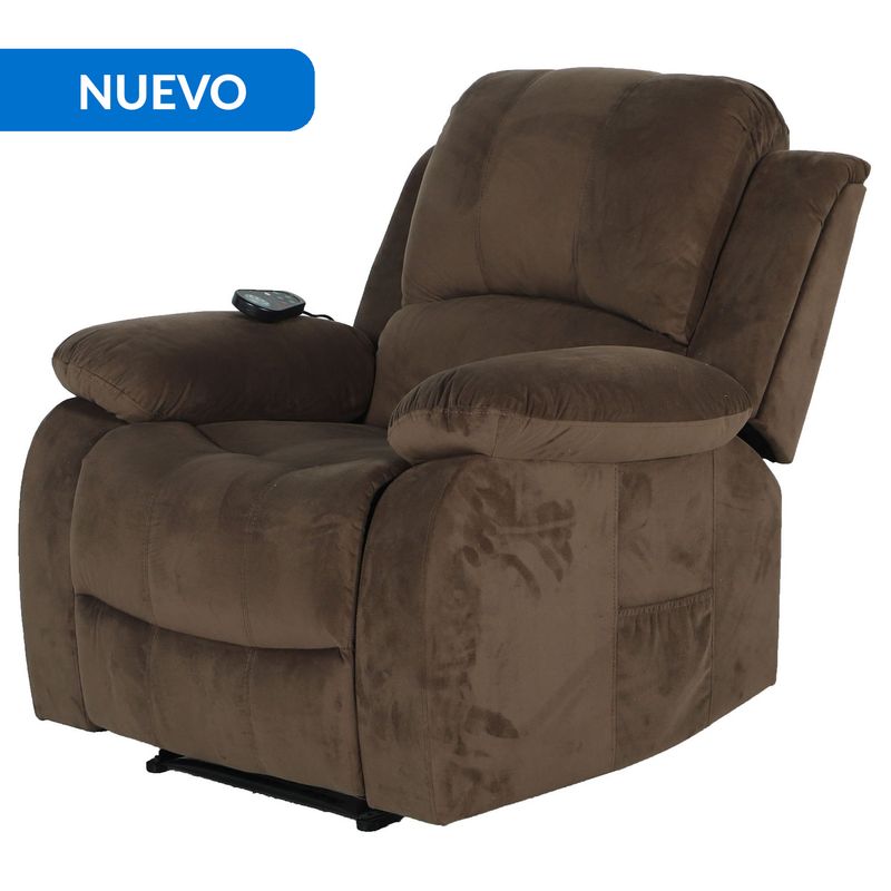 JUST HOME COLLECTION - Sillón Bergere Reclinable con Masaje y Calentador 1 cuerpo Atlanta 94x101x161 cm Café
