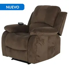 JUST HOME COLLECTION - Sillón Bergere Reclinable con Masaje y Calentador 1 cuerpo Atlanta 94x101x161 cm Café