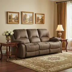 JUST HOME COLLECTION - Sofá Bergere Reclinable con Masaje y Calentador 3 cuerpos Atlanta 205x101x95 cm Café