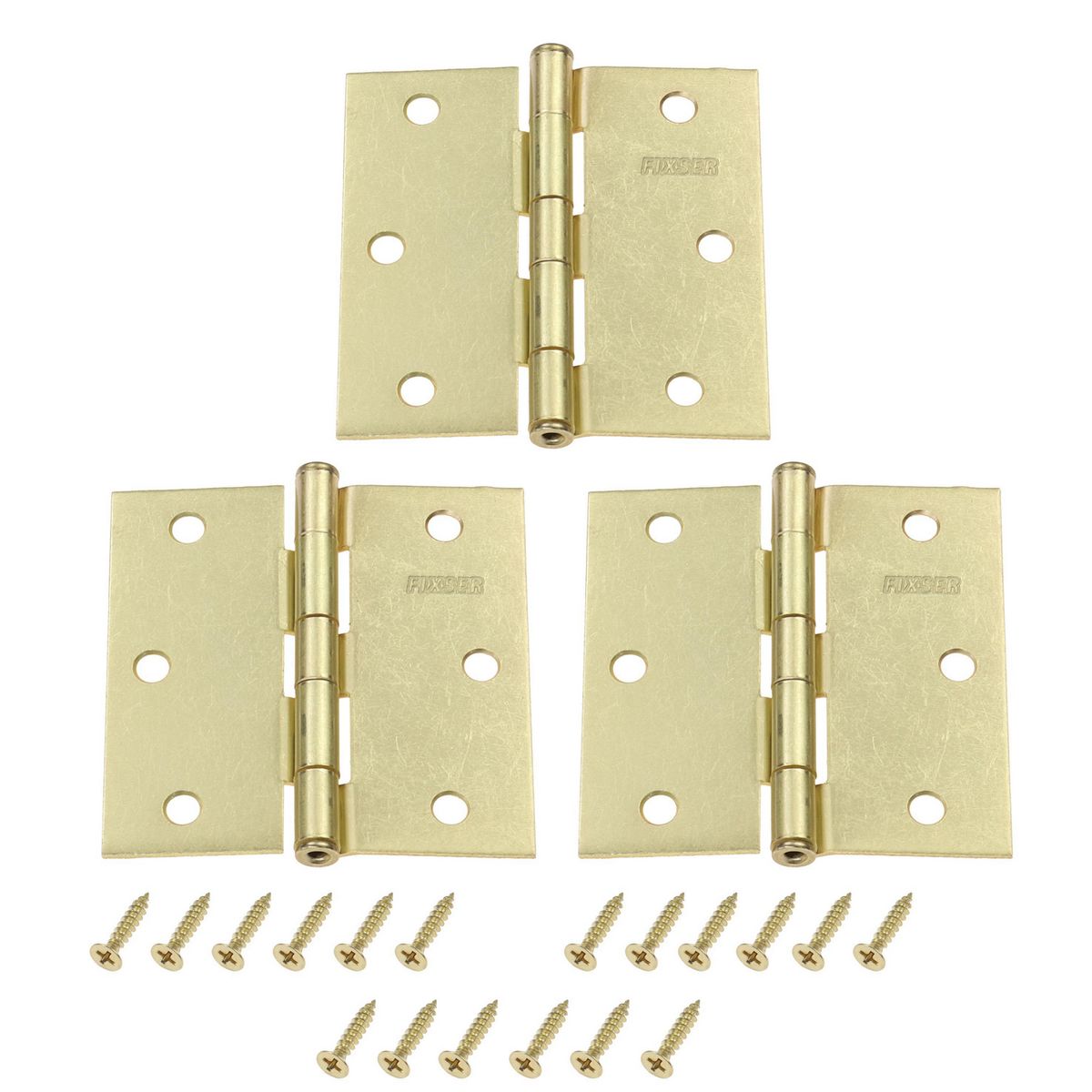 FIXSER - Pack 3 Unidades Bisagra 3,5''x3,5'' Bronce