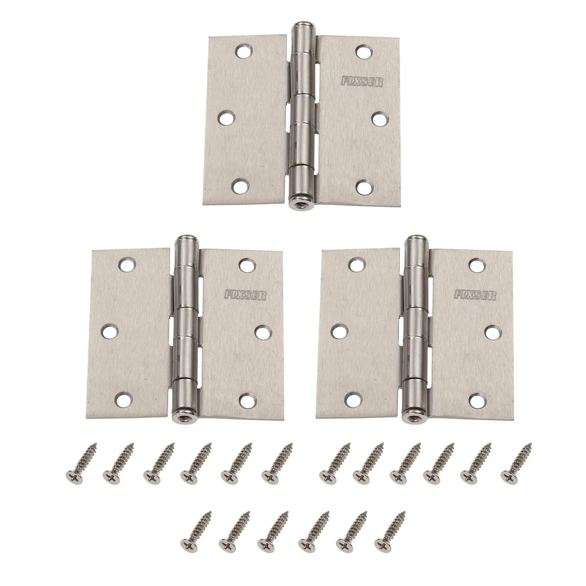 FIXSER - Pack 3 Unidades Bisagra 3X3'' Plata
